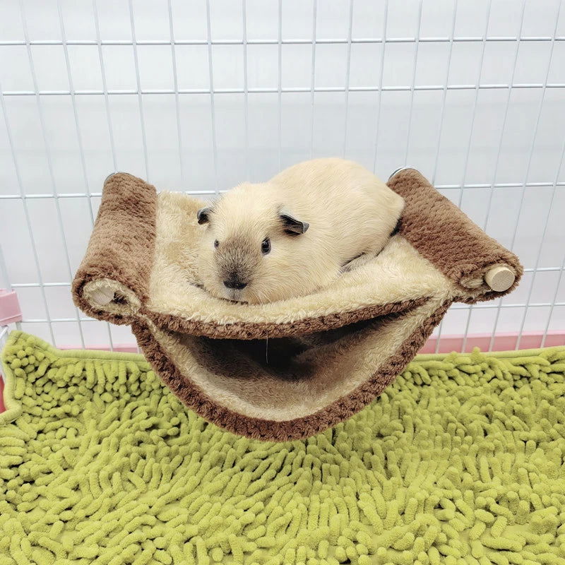 Pet Hammock for Small Animal Double Thick Plush Warm Bed for Hamster House Nest Sleeping Bag Hanging Tree Beds Pet Hamster Nest - Slobuy