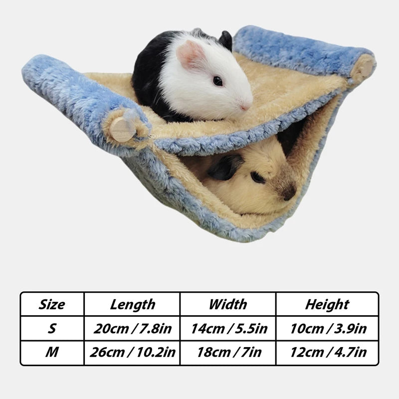 Pet Hammock for Small Animal Double Thick Plush Warm Bed for Hamster House Nest Sleeping Bag Hanging Tree Beds Pet Hamster Nest - Slobuy