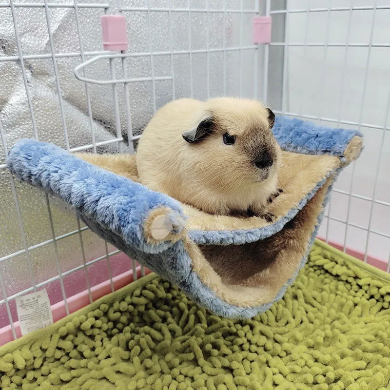 Pet Hammock for Small Animal Double Thick Plush Warm Bed for Hamster House Nest Sleeping Bag Hanging Tree Beds Pet Hamster Nest - Slobuy