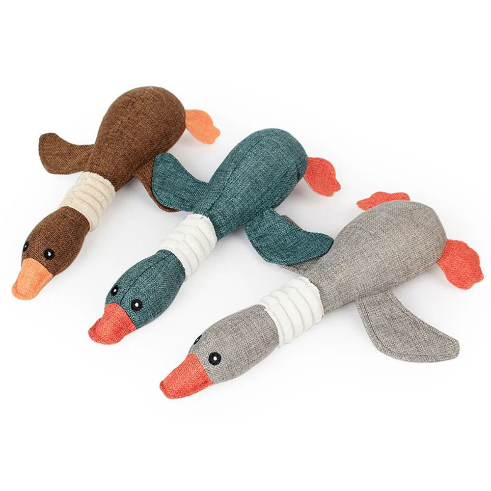 Pet Mallard Duck Dog Toy for Aggressive Chewers Dog Squeaky Wild Goose Puzzle Training Toys Cute Soft Dog Chew Toy with Squeaker - Slobuy