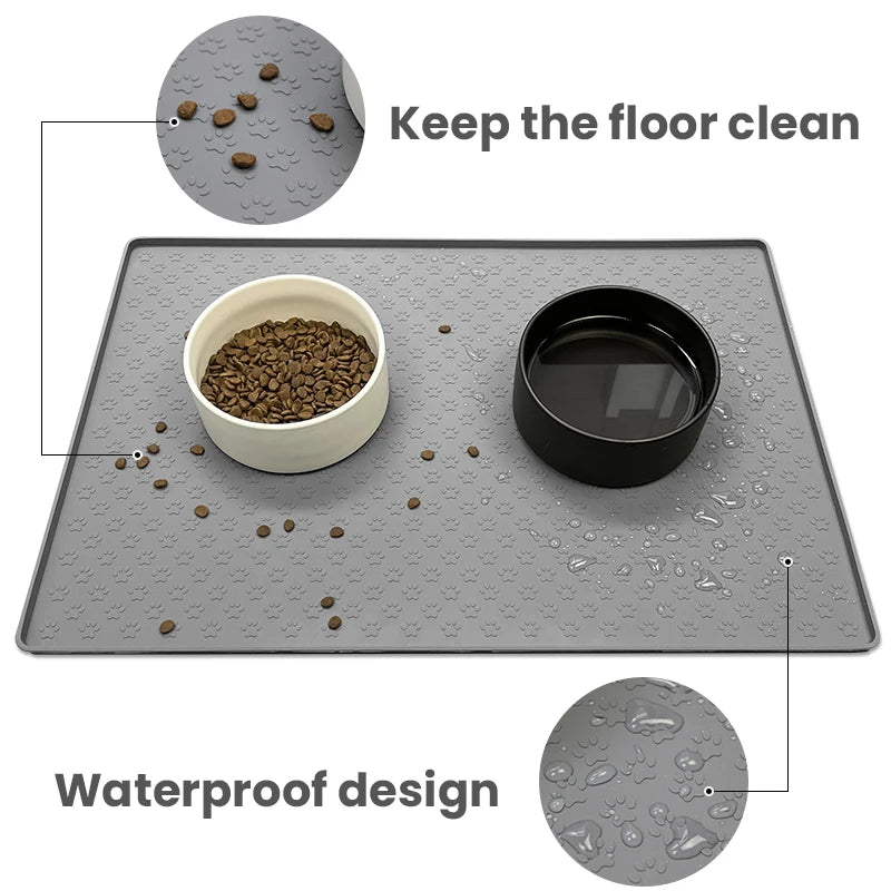 Pet Placemat Dog Food bowl Mat Cat Feed Mat Cat Dog Drinking Feeding Placemat Silicone Waterproof Pet Bowl Pad Feeder Mats - Slobuy