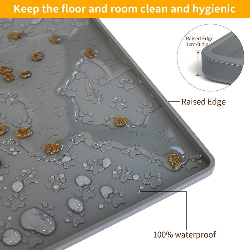 Pet Placemat Dog Food bowl Mat Cat Feed Mat Cat Dog Drinking Feeding Placemat Silicone Waterproof Pet Bowl Pad Feeder Mats - Slobuy