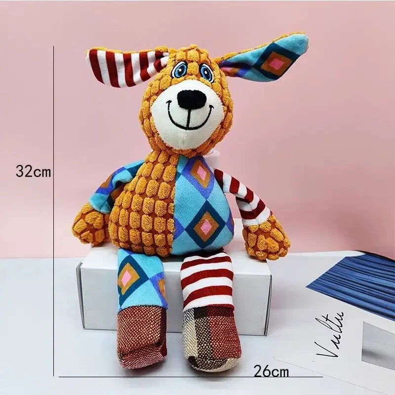 Pet Plush Toy Cat Dog Interactive Teething Toys Cute Animal Style Bite Resistant Squeaky Teeth Cleaning Chew Toy Pet Supplies - Slobuy
