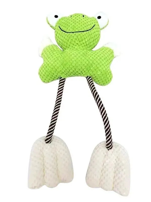 Pet Plush Toy Cat Dog Interactive Teething Toys Cute Animal Style Bite Resistant Squeaky Teeth Cleaning Chew Toy Pet Supplies - Slobuy