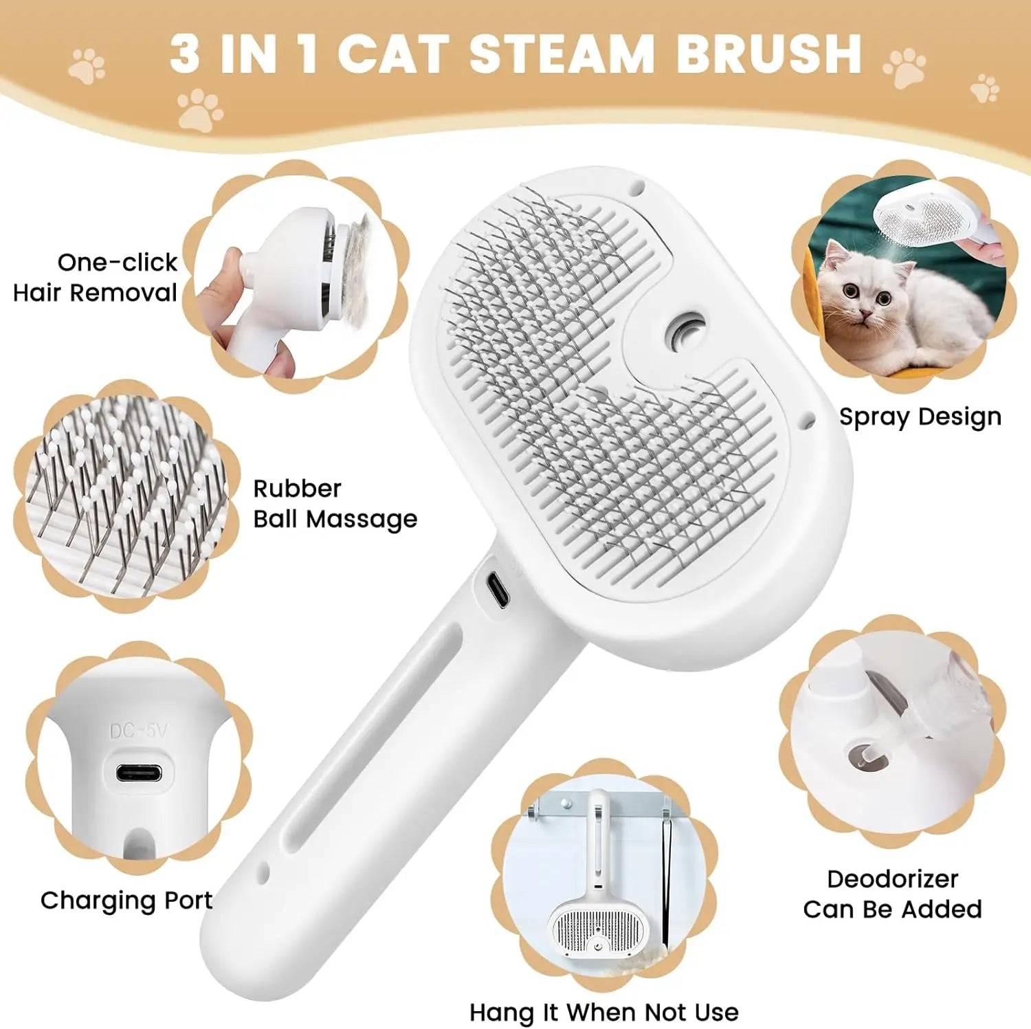 Pet Spray Grooming Comb Remove Floating Hair Fluffs Hair Water Steam Styling for Dogs Cats accessories - Slobuy