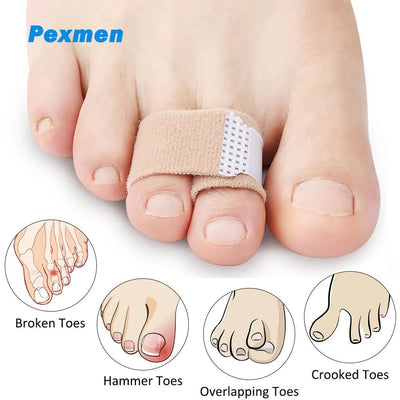 Pexmen 1/2/5/10Pcs Hammer Toe Straightener Toe Splints Cushions Bandages for Correcting Crooked & Overlapping Toes Protector - Slobuy