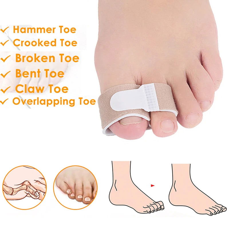 Pexmen 1/2/5/10Pcs Hammer Toe Straightener Toe Splints Cushions Bandages for Correcting Crooked & Overlapping Toes Protector - Slobuy