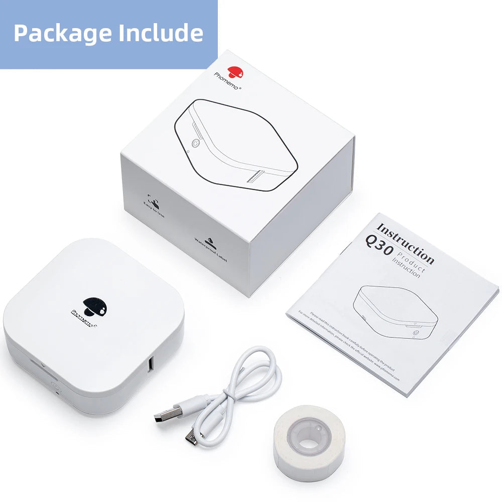 Phomemo Q30 Label Maker Machine Mini Pocket Thermal Label Printer Wireless Sticker Pocket Handheld Printer Various Label Paper - Slobuy