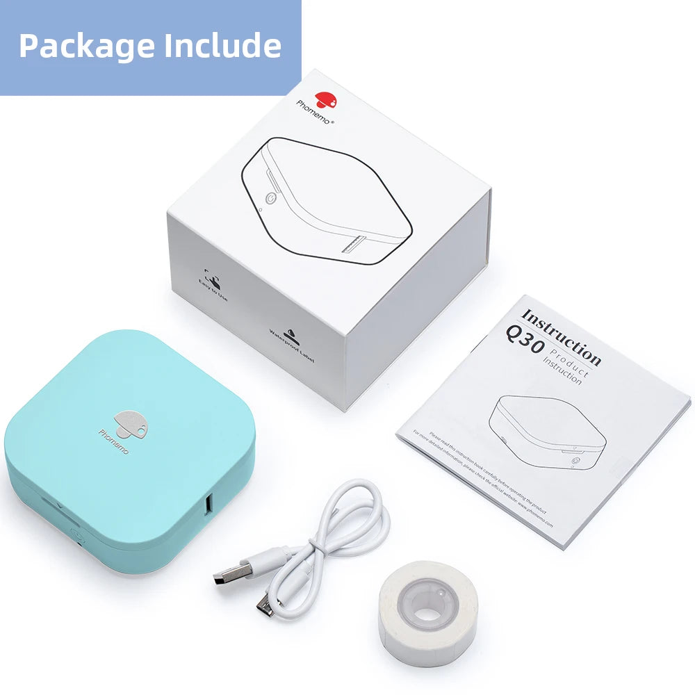 Phomemo Q30 Label Maker Machine Mini Pocket Thermal Label Printer Wireless Sticker Pocket Handheld Printer Various Label Paper - Slobuy