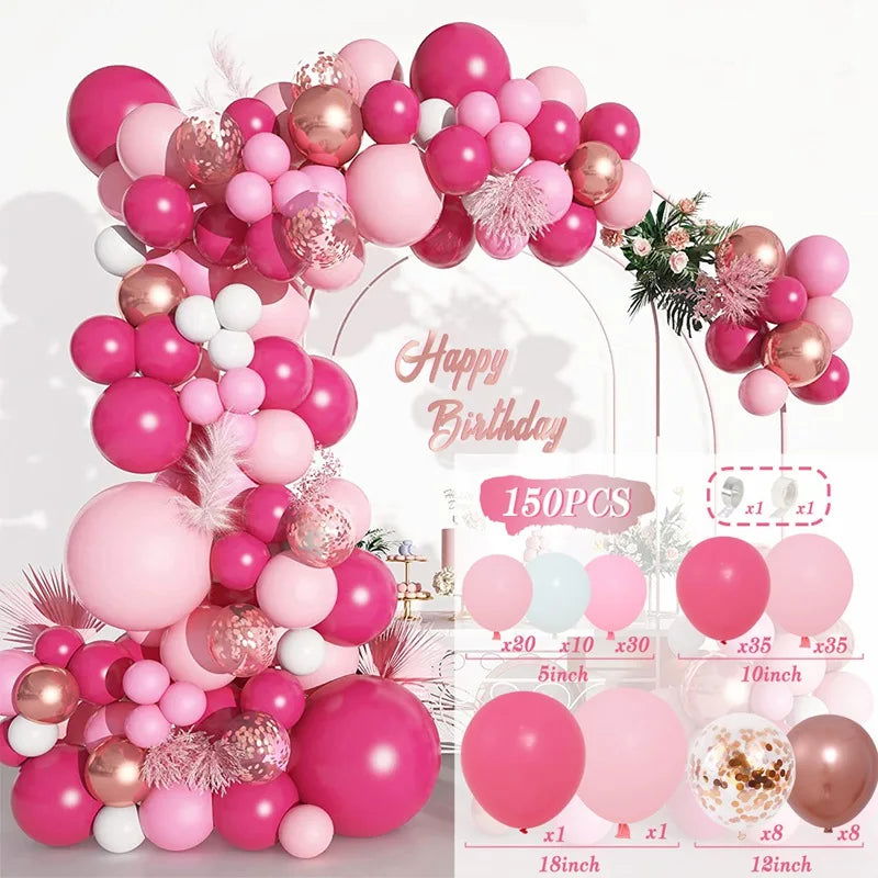 Pink Macaron Balloon Garland Arch Kit Wedding Birthday Party Decor Kids Baby Shower Latex Ballon Chain Wedding Party Baloon - Slobuy