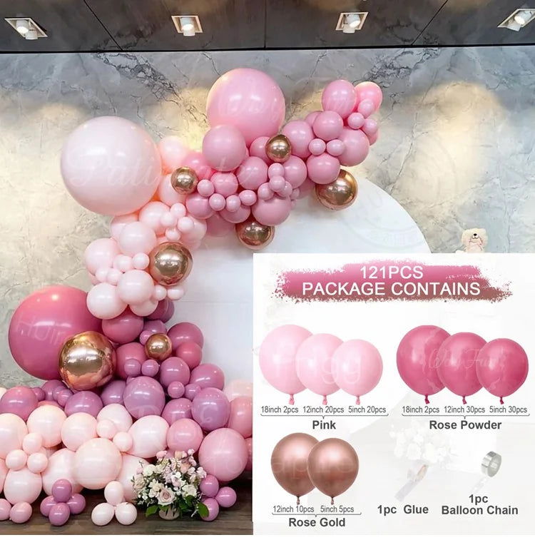 Pink Macaron Balloon Garland Arch Kit Wedding Birthday Party Decor Kids Baby Shower Latex Ballon Chain Wedding Party Baloon - Slobuy