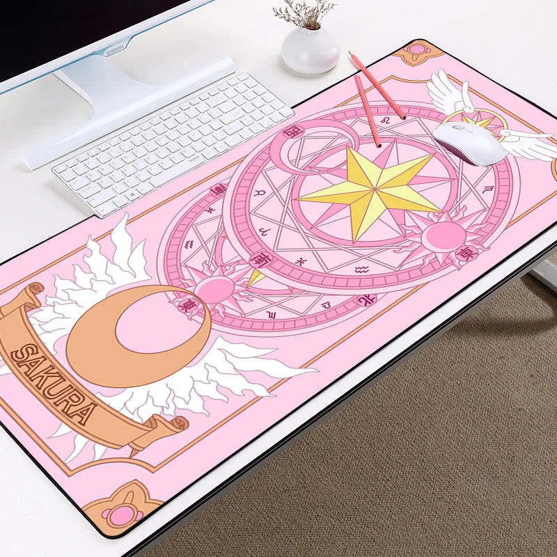 Pink Sakura Card Captor Desk Mat Gaming Accessories Mouse Mats Kawaii Keyboard Mousepad Gamer Extended Pad Mouse Pads Table Mat - Slobuy