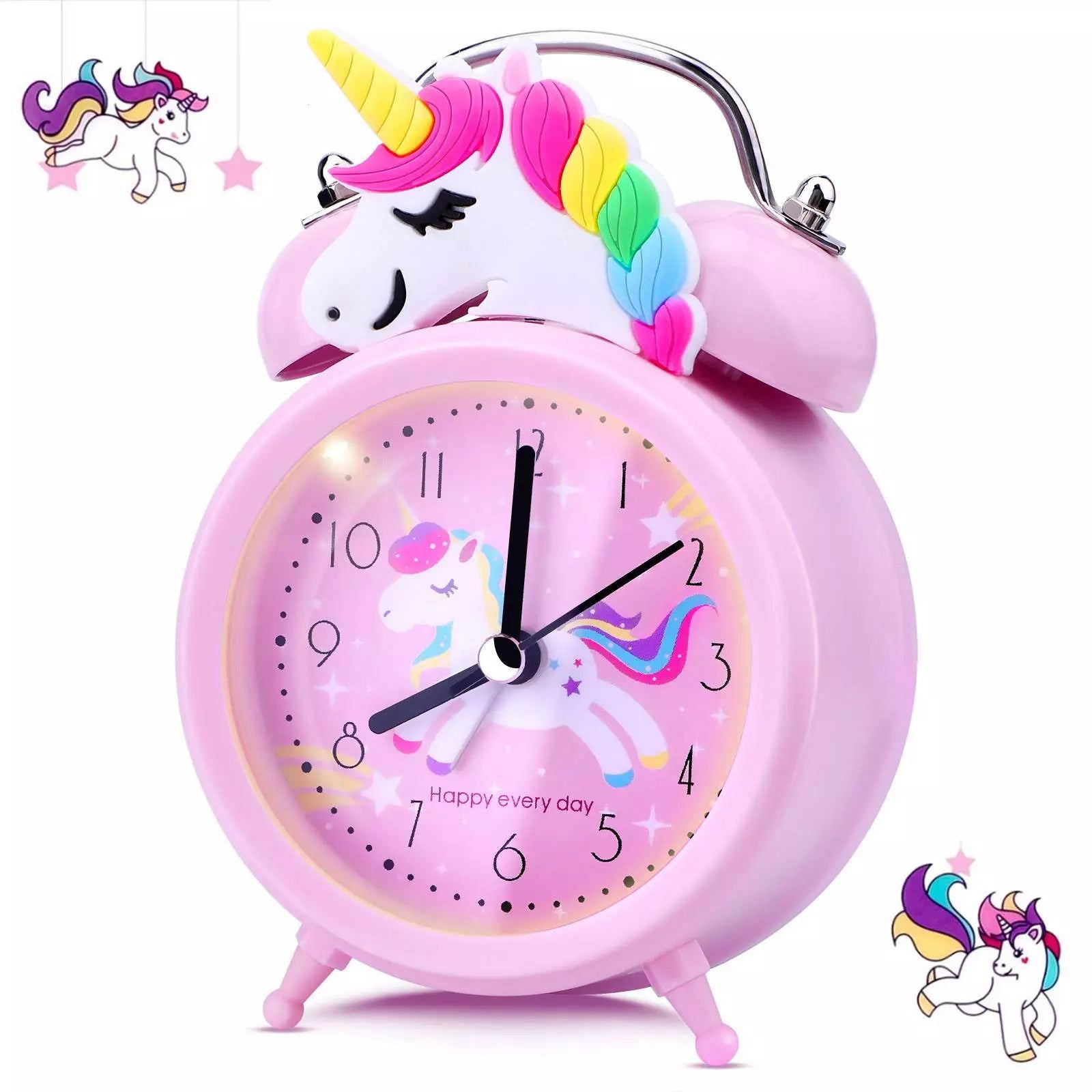 Pink Unicorn Kids Alarm Clock Double Bell Clock with Backlight Cute Desk Clock Home Decoration Будильник Kid Gifts reveil enfant - Slobuy