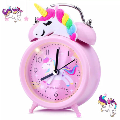 Pink Unicorn Kids Alarm Clock Double Bell Clock with Backlight Cute Desk Clock Home Decoration Будильник Kid Gifts reveil enfant - Slobuy