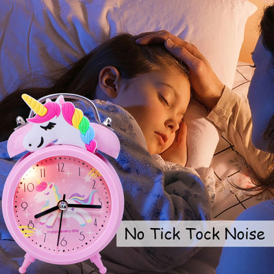 Pink Unicorn Kids Alarm Clock Double Bell Clock with Backlight Cute Desk Clock Home Decoration Будильник Kid Gifts reveil enfant - Slobuy
