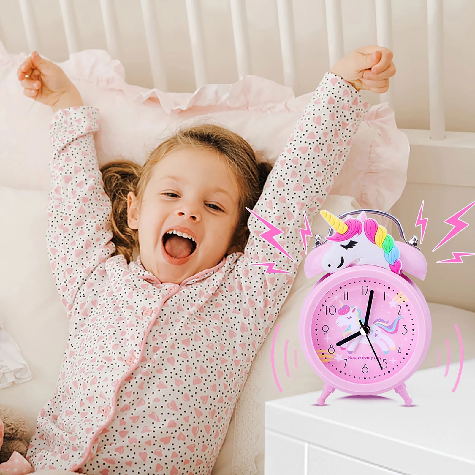 Pink Unicorn Kids Alarm Clock Double Bell Clock with Backlight Cute Desk Clock Home Decoration Будильник Kid Gifts reveil enfant - Slobuy