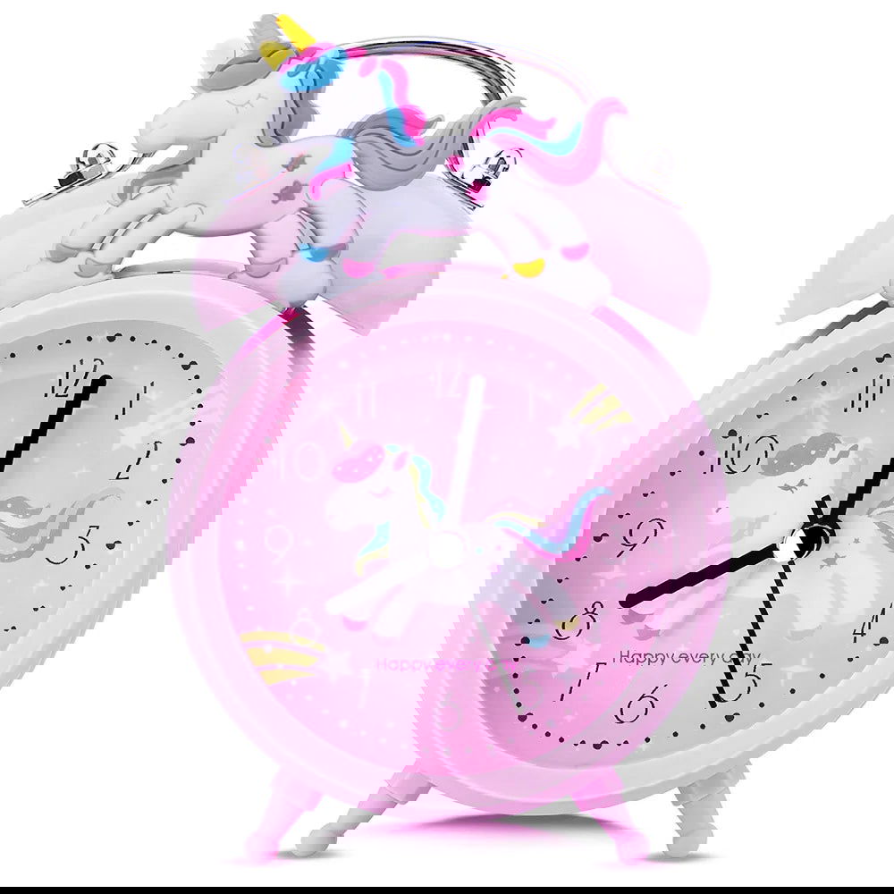 Pink Unicorn Kids Alarm Clock Double Bell Clock with Backlight Cute Desk Clock Home Decoration Будильник Kid Gifts reveil enfant - Slobuy