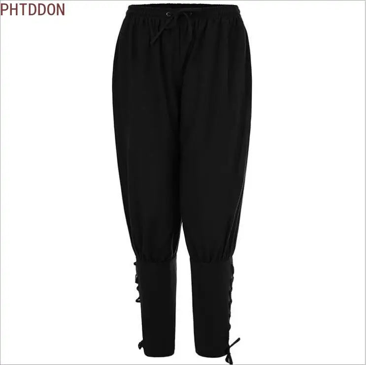 Pirate Pants Adult Men Medieval Cosplay Renaissance Gothic Lounge Horseman Navigator Leg Bandage Halloween Pirate Costume - Slobuy