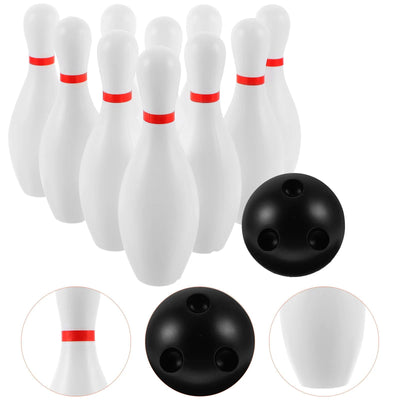 Plasitc Bowling Play Set Fun Bowling Games Parent Children Interactive Toy for Home School (White) - Slobuy