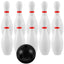 Plasitc Bowling Play Set Fun Bowling Games Parent Children Interactive Toy for Home School (White) - Slobuy
