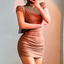 Pleated Waist Mini Dress - Slobuy