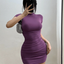 Pleated Waist Mini Dress - Slobuy