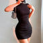 Pleated Waist Mini Dress - Slobuy
