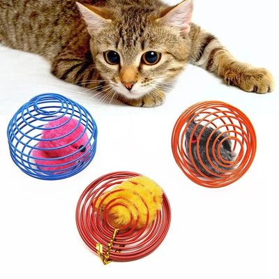 Plush Cat Toy Spring Cage Mouse Self Relaxation - Slobuy