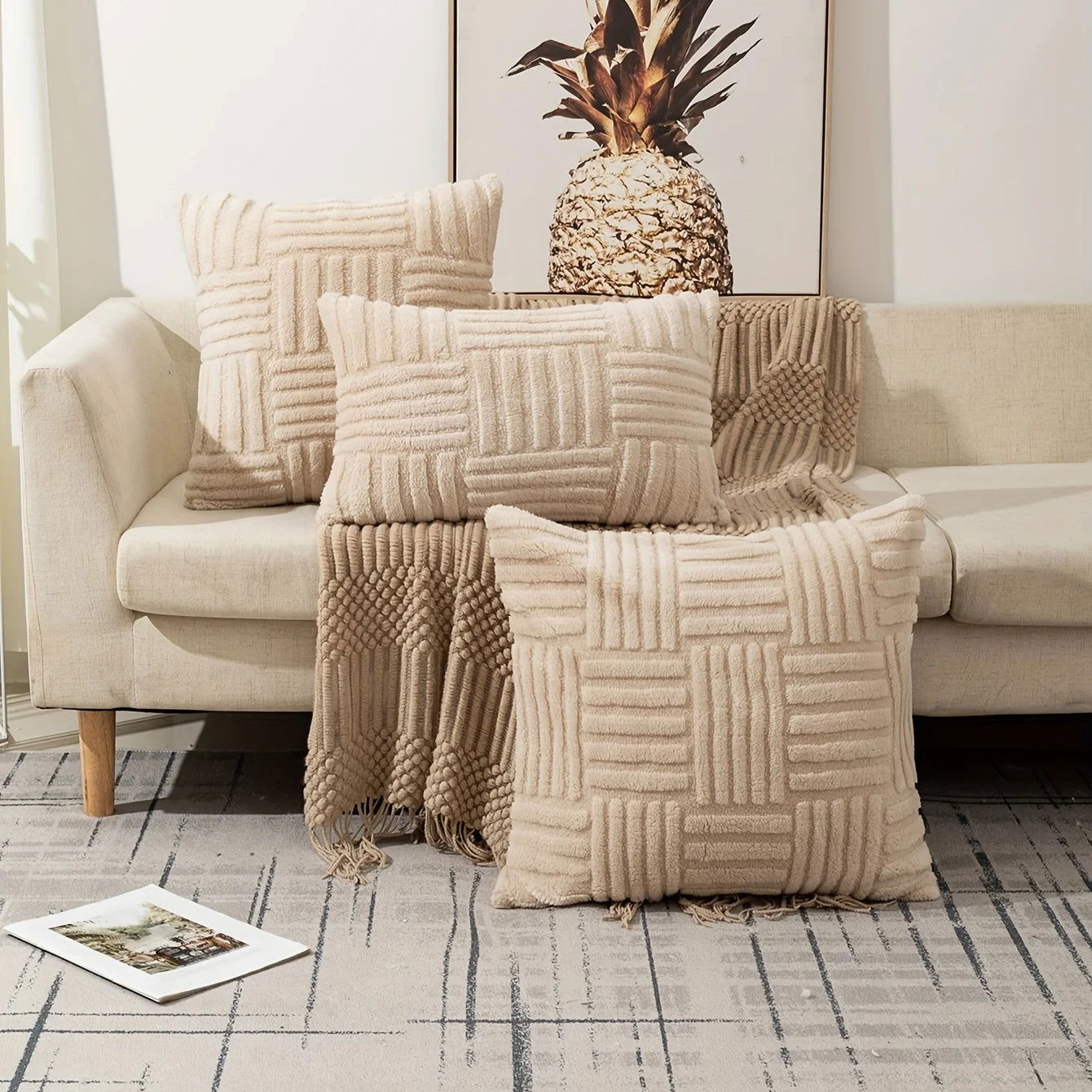Plush Cushion Cover 45x45cm Decorative Pillows for Sofa Living Room Geometric Pillow Cover Square Ornamental Pillow Home Decor - Slobuy