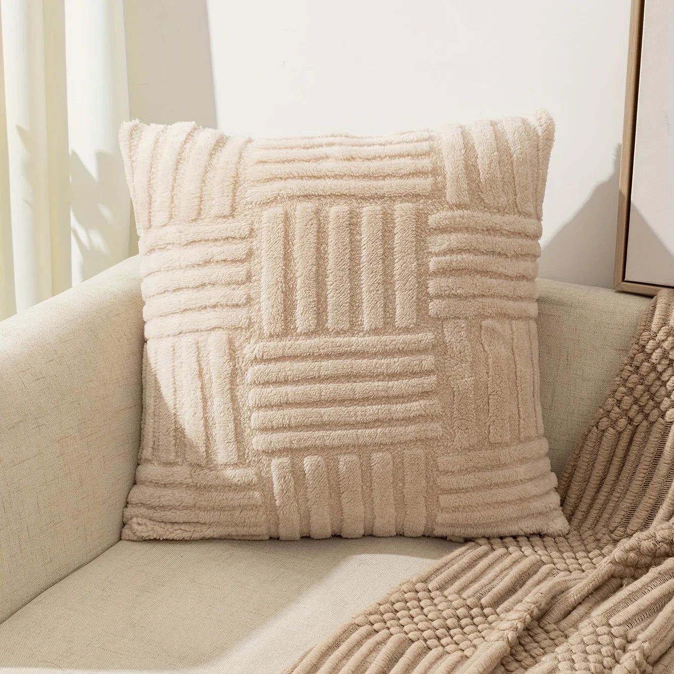 Plush Cushion Cover 45x45cm Decorative Pillows for Sofa Living Room Geometric Pillow Cover Square Ornamental Pillow Home Decor - Slobuy
