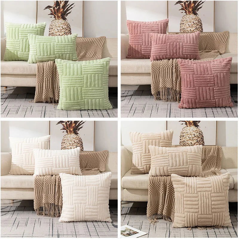 Plush Cushion Cover 45x45cm Decorative Pillows for Sofa Living Room Geometric Pillow Cover Square Ornamental Pillow Home Decor - Slobuy