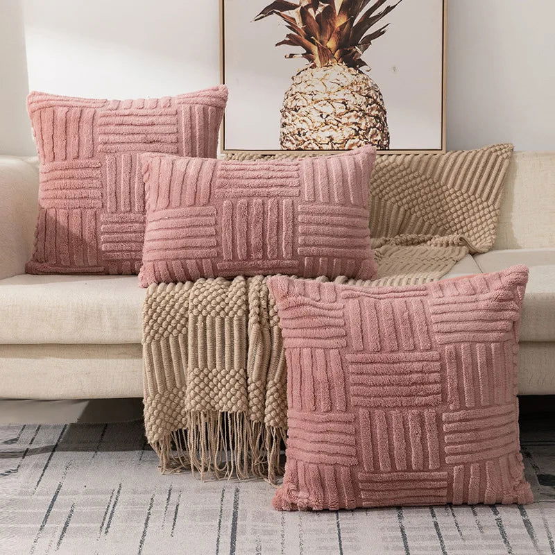 Plush Cushion Cover 45x45cm Decorative Pillows for Sofa Living Room Geometric Pillow Cover Square Ornamental Pillow Home Decor - Slobuy