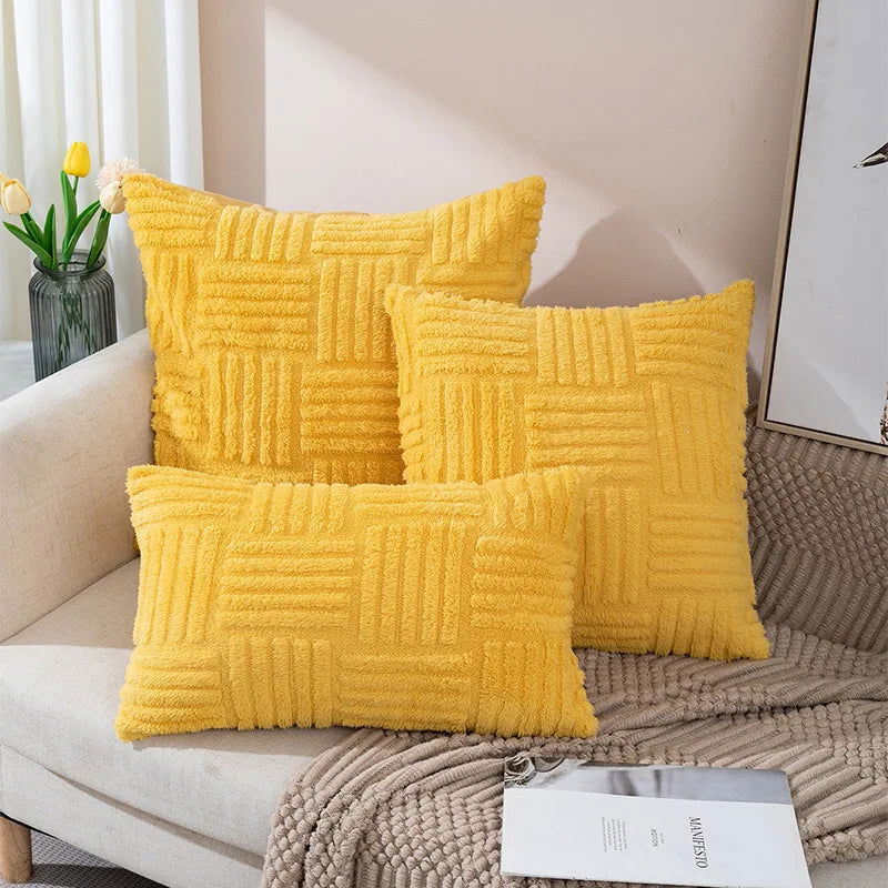 Plush Cushion Cover 45x45cm Decorative Pillows for Sofa Living Room Geometric Pillow Cover Square Ornamental Pillow Home Decor - Slobuy