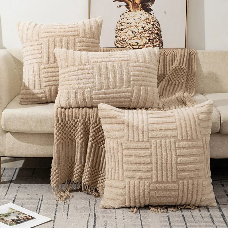 Plush Cushion Cover 45x45cm Decorative Pillows for Sofa Living Room Geometric Pillow Cover Square Ornamental Pillow Home Decor - Slobuy