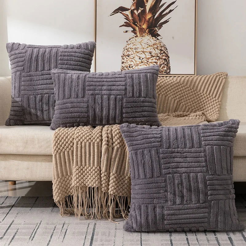 Plush Cushion Cover 45x45cm Decorative Pillows for Sofa Living Room Geometric Pillow Cover Square Ornamental Pillow Home Decor - Slobuy