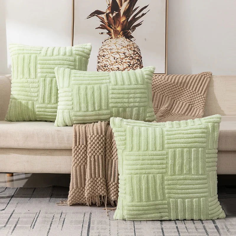 Plush Cushion Cover 45x45cm Decorative Pillows for Sofa Living Room Geometric Pillow Cover Square Ornamental Pillow Home Decor - Slobuy