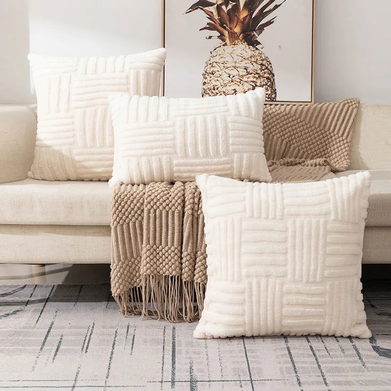 Plush Cushion Cover 45x45cm Decorative Pillows for Sofa Living Room Geometric Pillow Cover Square Ornamental Pillow Home Decor - Slobuy