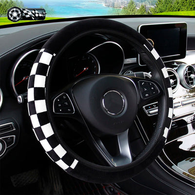Plush Plaid Car without Inner Ring Steering Wheel Cover Comfortable Warm Soft Automotive Supplies Interior Suitable for 37-38cm - Slobuy