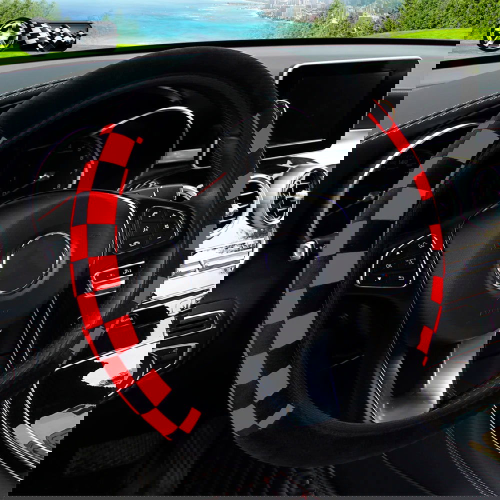 Plush Plaid Car without Inner Ring Steering Wheel Cover Comfortable Warm Soft Automotive Supplies Interior Suitable for 37-38cm - Slobuy
