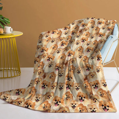 Pomeranian Throw Blanket Fuzzy Dog Blanket for Kids Pomeranian Gifts for Pomeranian Lovers Cozy Blanket for Couch Sofa Bed - Slobuy