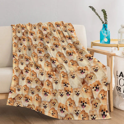 Pomeranian Throw Blanket Fuzzy Dog Blanket for Kids Pomeranian Gifts for Pomeranian Lovers Cozy Blanket for Couch Sofa Bed - Slobuy