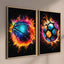 Pop Neon Video Game Character Poster Gamepad Headphones Football Basketball Canvas Print Wall Art Decor Gaming Room Decoration - Slobuy