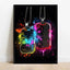 Pop Neon Video Game Character Poster Gamepad Headphones Football Basketball Canvas Print Wall Art Decor Gaming Room Decoration - Slobuy