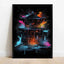Pop Neon Video Game Character Poster Gamepad Headphones Football Basketball Canvas Print Wall Art Decor Gaming Room Decoration - Slobuy