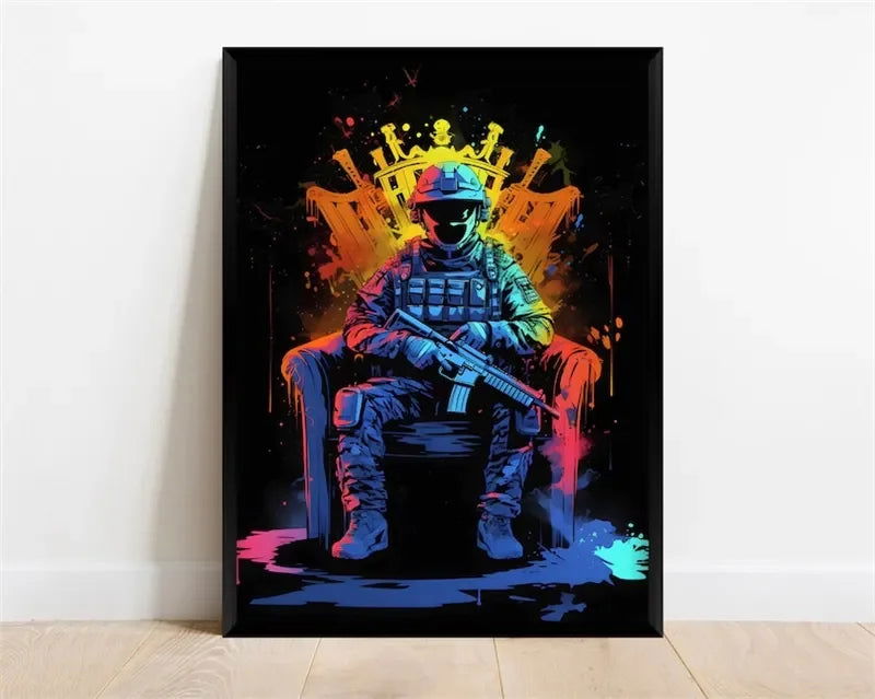 Pop Neon Video Game Character Poster Gamepad Headphones Football Basketball Canvas Print Wall Art Decor Gaming Room Decoration - Slobuy