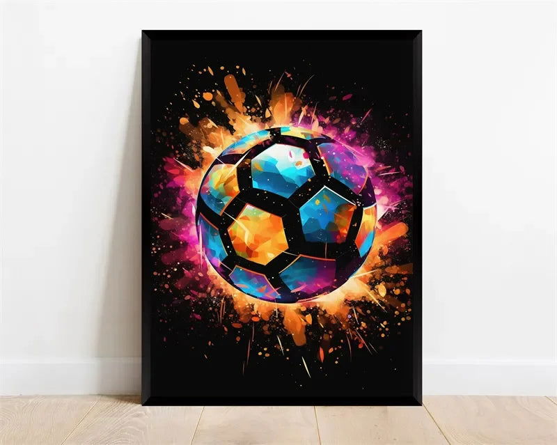 Pop Neon Video Game Character Poster Gamepad Headphones Football Basketball Canvas Print Wall Art Decor Gaming Room Decoration - Slobuy