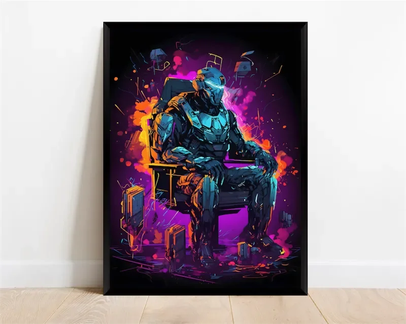 Pop Neon Video Game Character Poster Gamepad Headphones Football Basketball Canvas Print Wall Art Decor Gaming Room Decoration - Slobuy