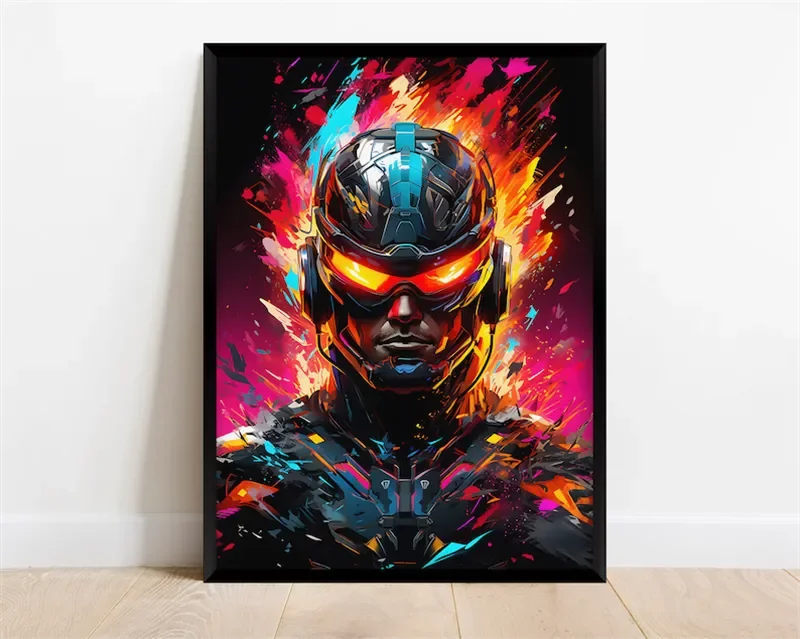 Pop Neon Video Game Character Poster Gamepad Headphones Football Basketball Canvas Print Wall Art Decor Gaming Room Decoration - Slobuy