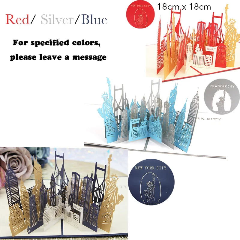 Pop UP 3D Birthday Cards World Attractions Card Business Invitation Boy Gift Greeting Tourist Postcard for Boyfriend Dad Present - Slobuy