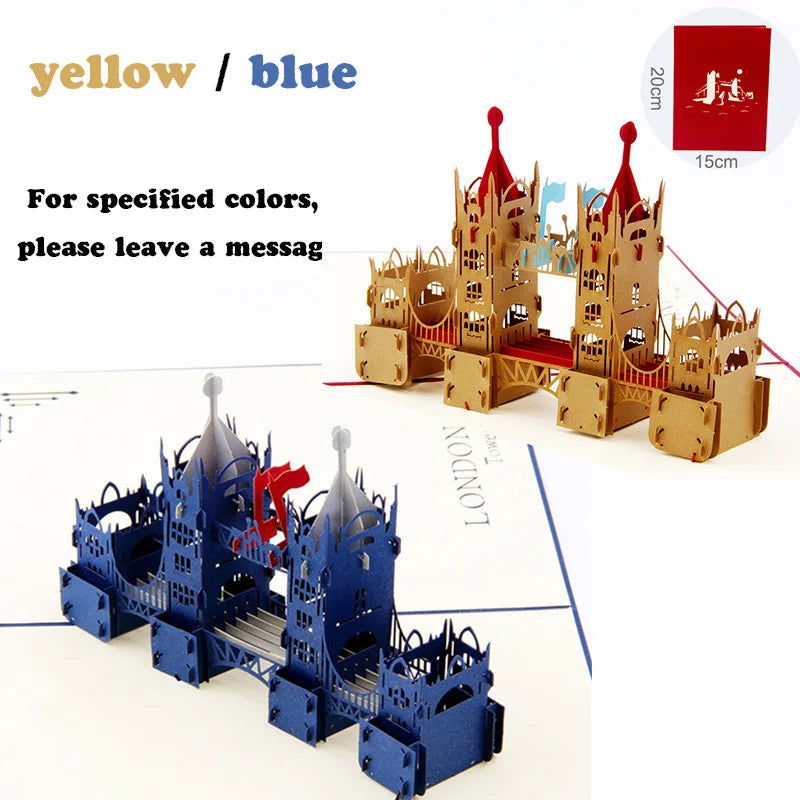 Pop UP 3D Birthday Cards World Attractions Card Business Invitation Boy Gift Greeting Tourist Postcard for Boyfriend Dad Present - Slobuy